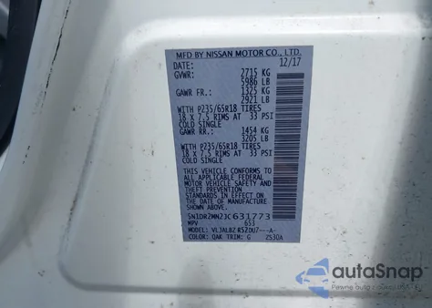 2018 Nissan Pathfinder S z USA, uszkodzony, nr VIN 5N1DR2MN2JC631773